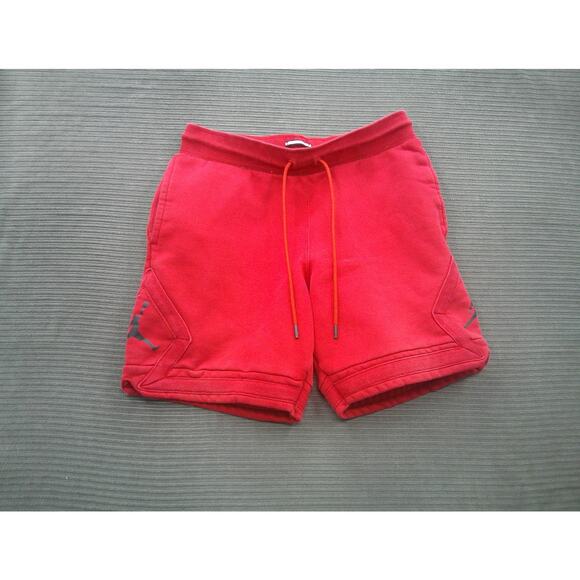 Jordan Athletic Shorts Mens Medium Fleece Drawstring Red Black Jumpman Basketbal - Picture 1 of 7